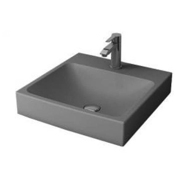 Bocchi Scalae Design Wastafel Met Kraangat 485x480 Mat Grijs - Luxurysanitair