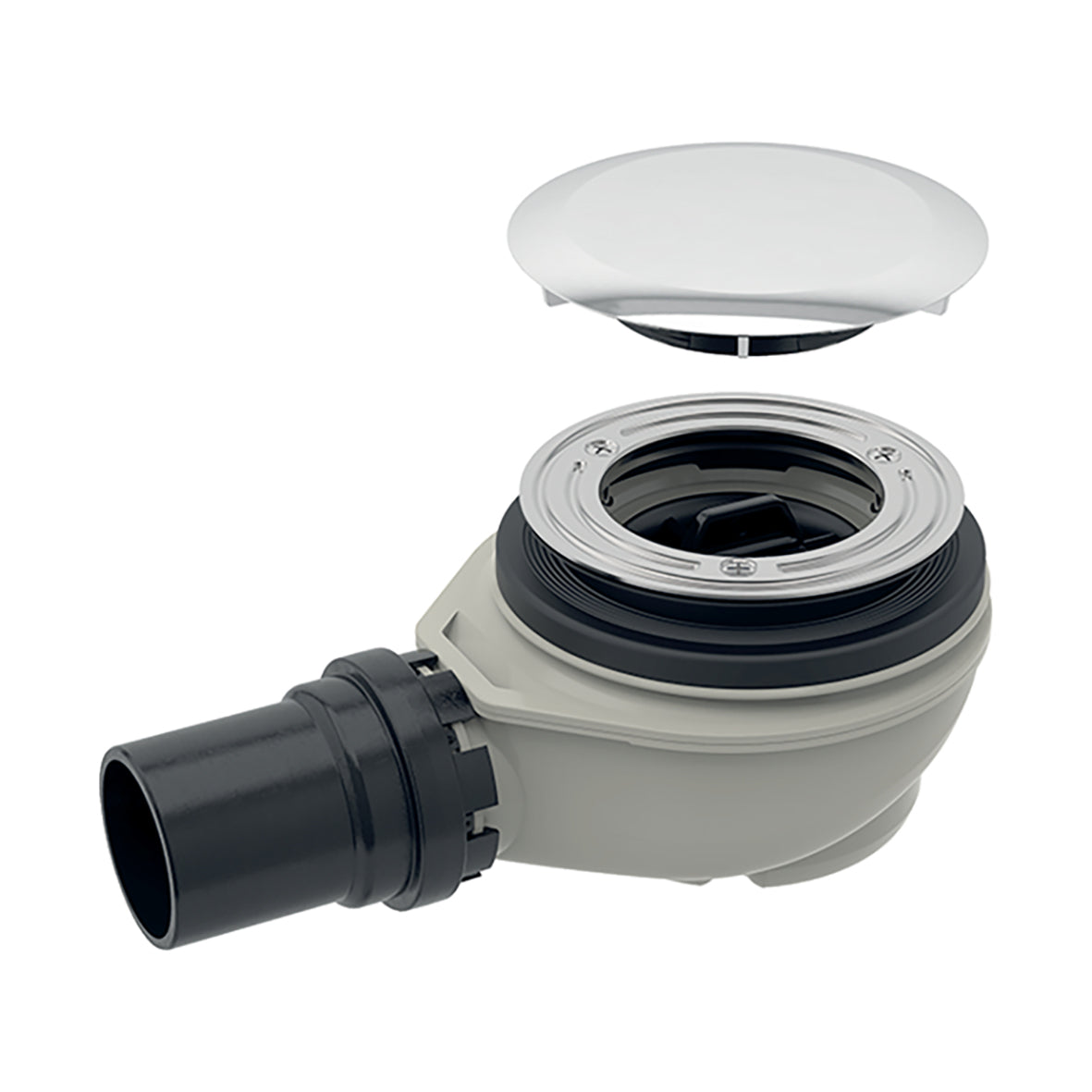 GEBERIT DOUCHEBAKSIFON - MET AFDEKPLAATJE - D90MM - AFVOER 50MM - CHROOM