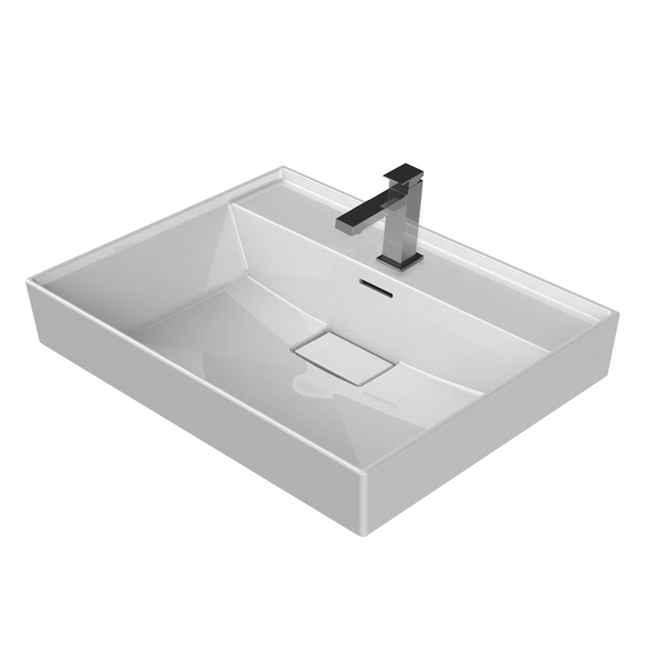 Aloni Keramische Wastafel (100x48x10cm) - Wit - Luxurysanitair