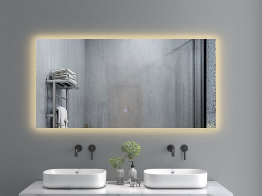 Badkamerspiegel met LED Verlichting en Verwarming 3 LED Standen Dimbaar Rechthoek 1200x600 mm Spiegel - Luxurysanitair
