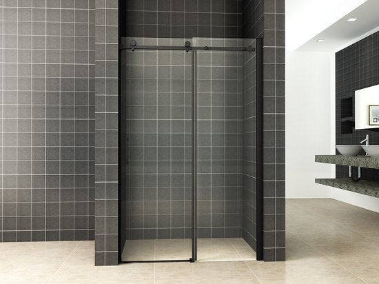 Klea Nisdeur Dubbele Douche Schuifdeur Met Mat Zwart Profiel 120x200cm 8mm Antikalk Veiligheidsglas Met NANO Coating - Luxurysanitair