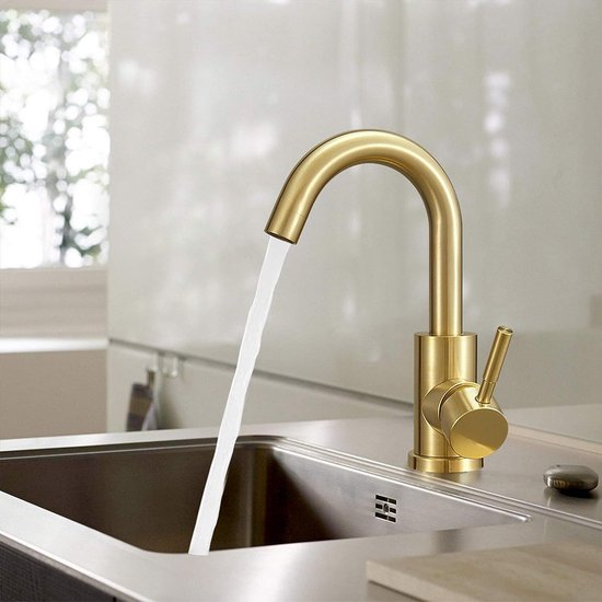 Wastafel Kraan 360° Draaibare Mengkraan RVS Goud - Luxurysanitair