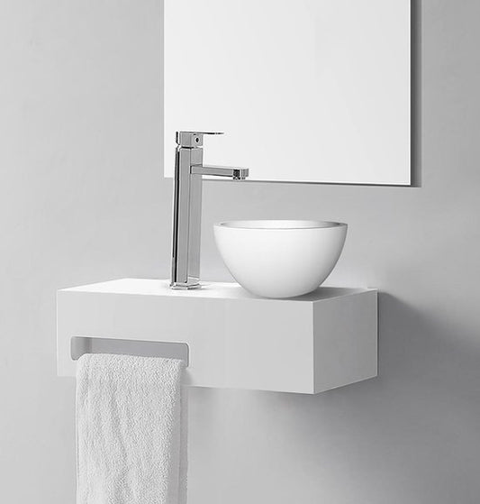 Diamond Line Lora Fonteinset Links Mat Wit Rechthoek 40x21.3x10cm Incl. Waskom Mat Wit - Luxurysanitair