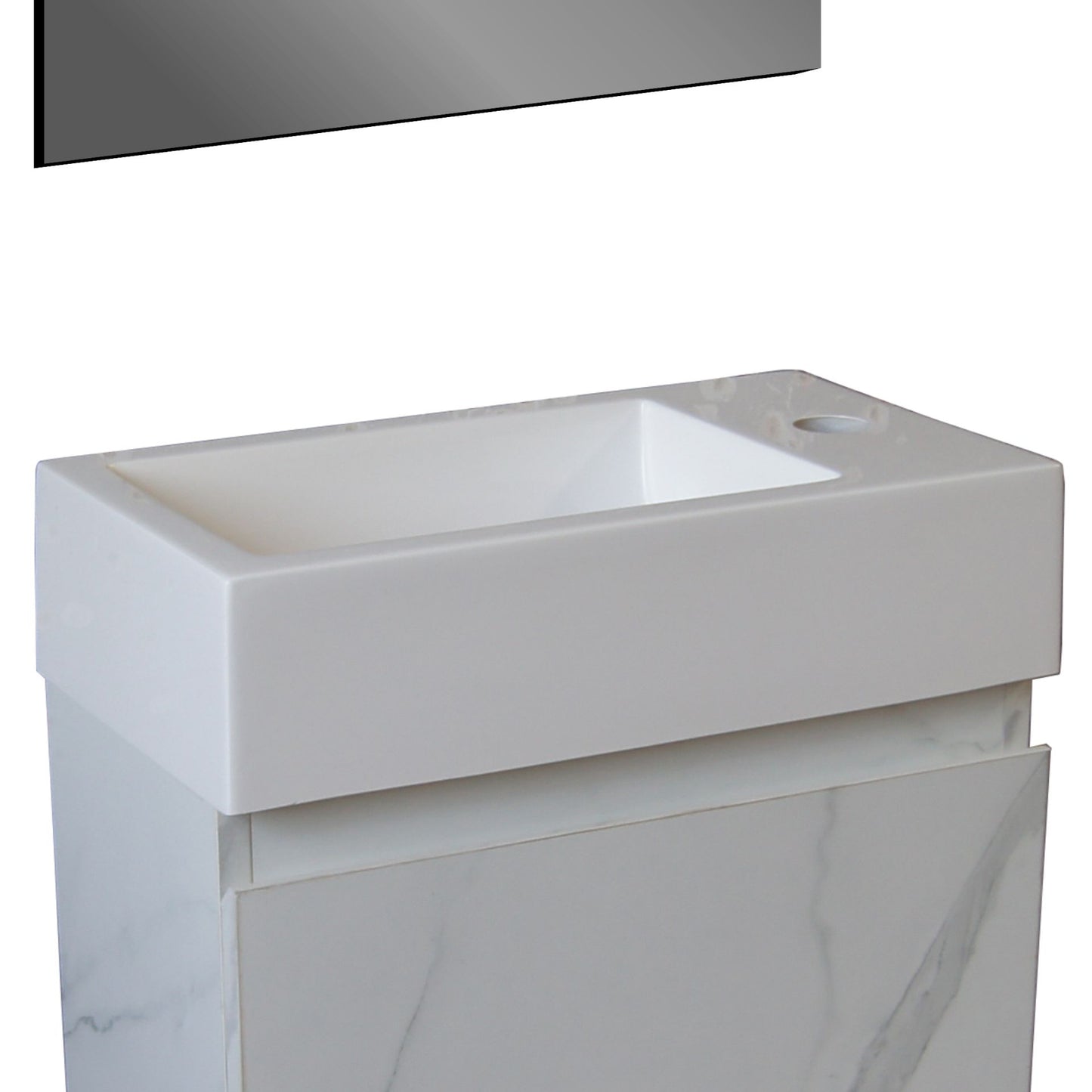 Aloni Fontein Zonder Overloop Kraangat Links of Rechts Kuntsmarmer 40x10,5x22,5cm - Mat Wit - Luxurysanitair