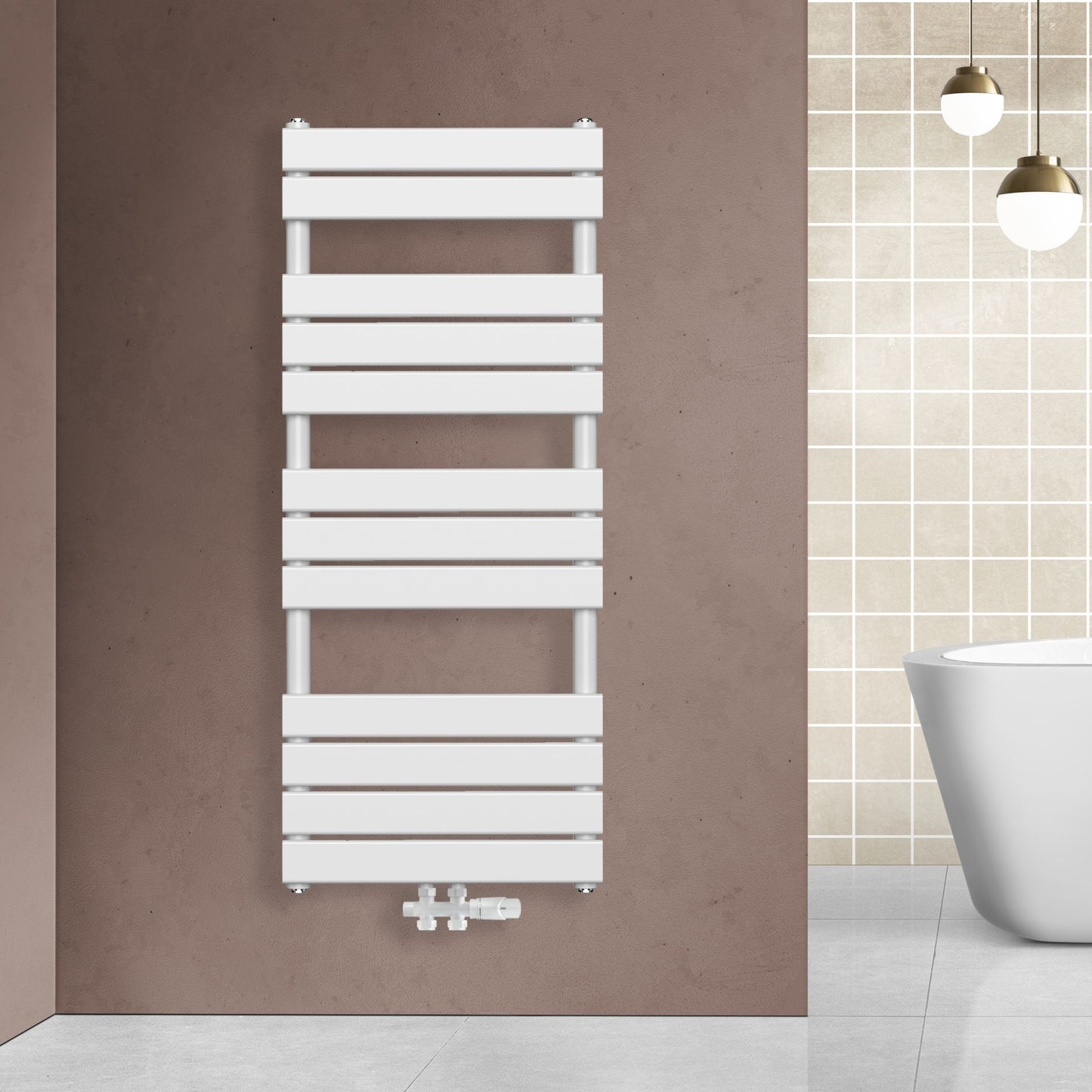 Handdoek Radiator Midden Aansluiting Wit 1800x600 1081W - Luxurysanitair
