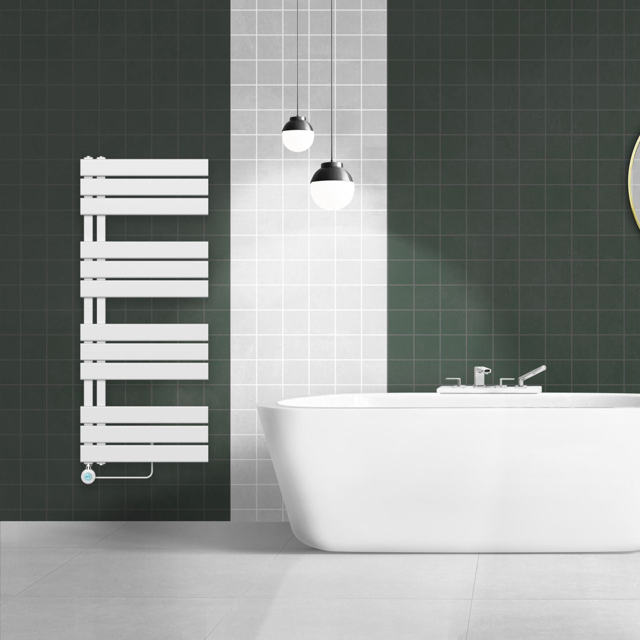 Belrad Elektrische Handdoekdroger Met Digitale Programeerbare Thermostaat Aansluiting Links 755W - 1600X500mm - Luxurysanitair