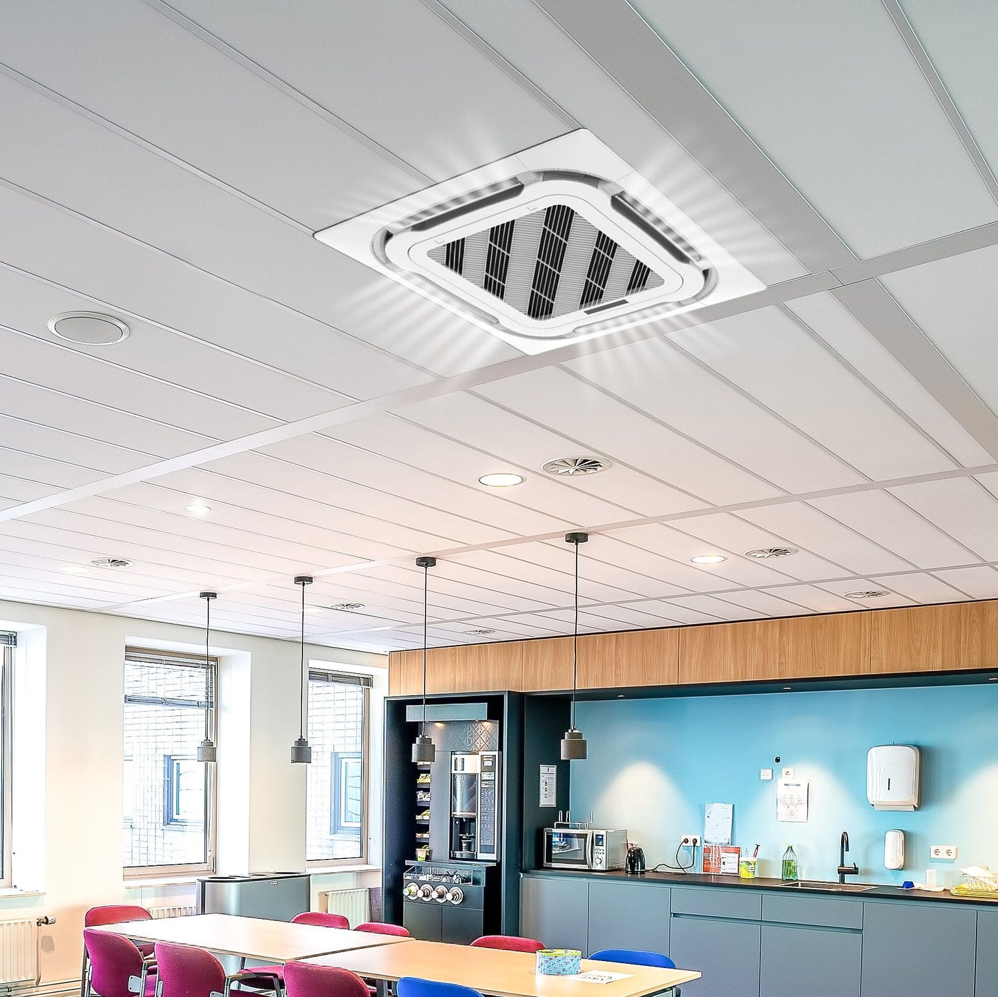 Aux Multi Split Cassette Airco Plafond Unit Koelen en Verwarmen - 12000BTU - 3,5KW - Wit (Copy) - Luxurysanitair