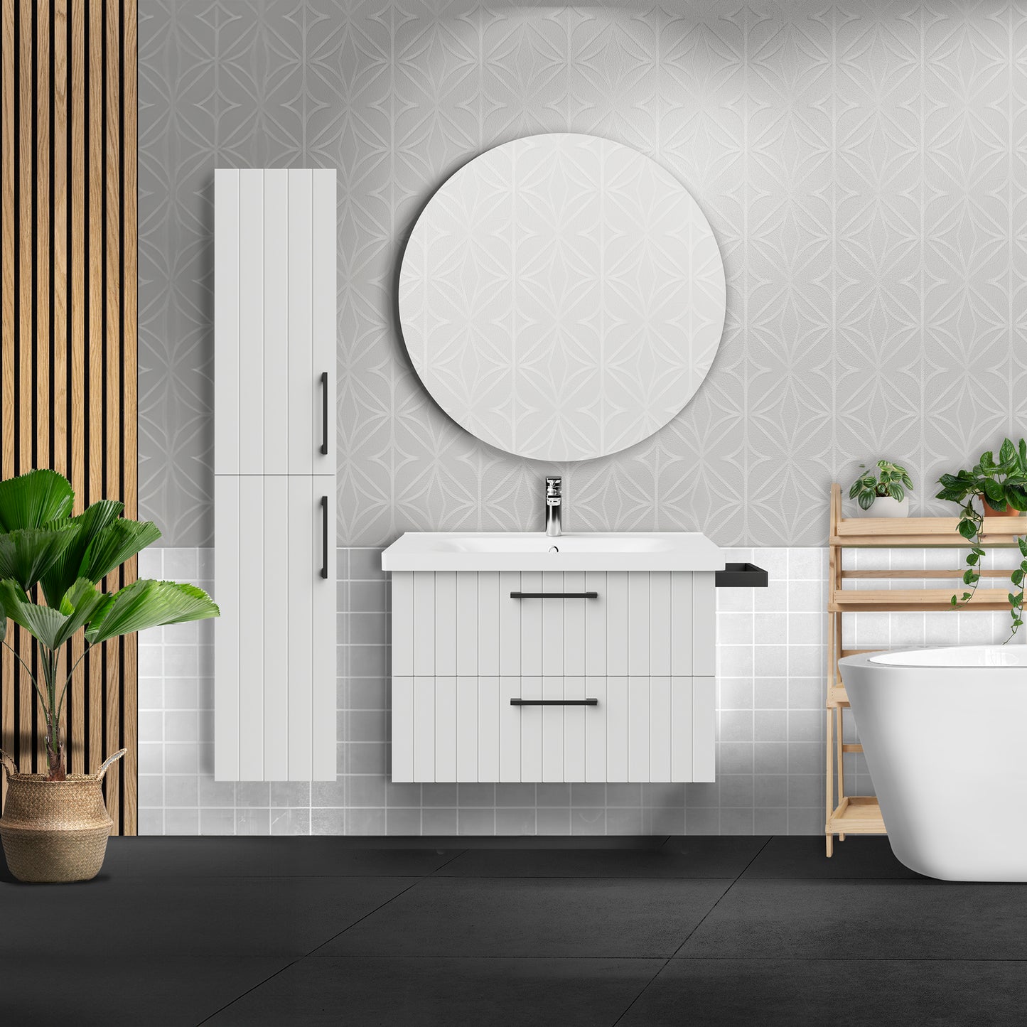 Creavit D10 Hoge Kast 150x30cm - Gelakt Wit - Luxurysanitair