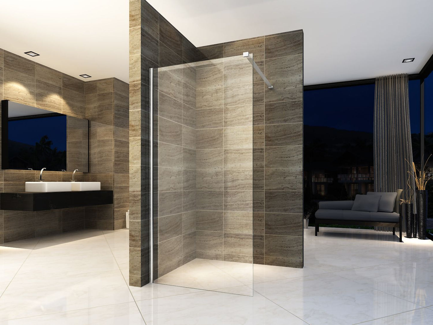 Aloni Inloopdouchewand 10mm 160x200cm - Luxurysanitair