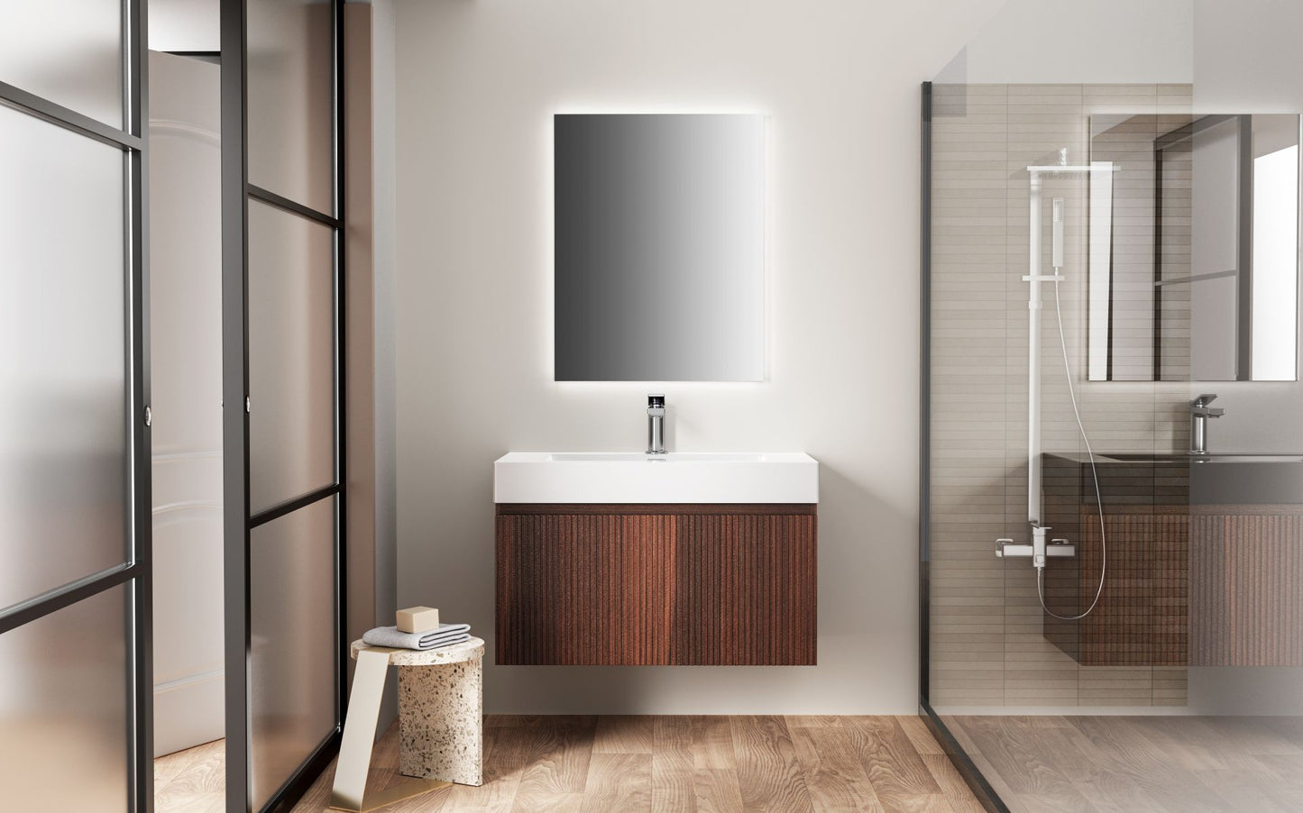 Aloni Ela Wastafelonderkast 1 Lade Soft Close (80x40x45cm) - Wenge - Luxurysanitair