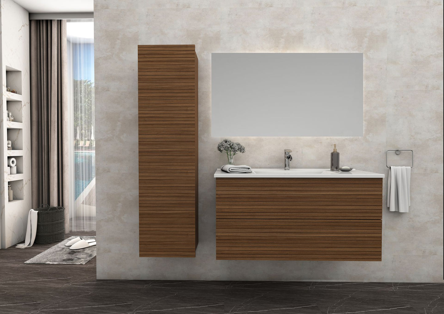 Elite Onderkast Met Horizontaal Reliëf (80cm) - Luxurysanitair