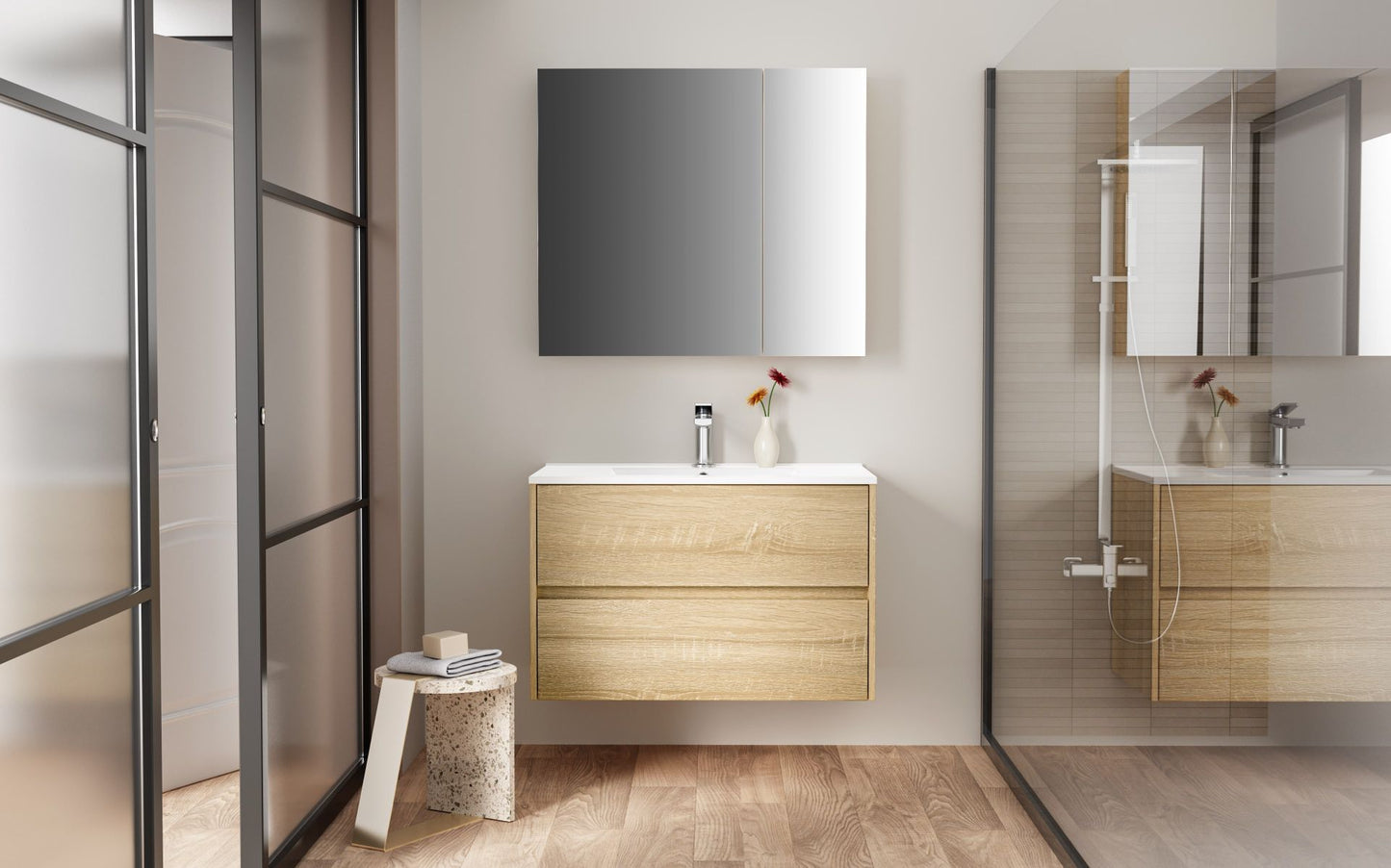 Aloni Hayat Wastafelonderkast 2 Lades Soft Close (79,5x50x45cm) - Luxurysanitair