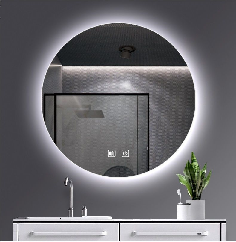 Omega Spiegel Met LED Verlichting Rond Kleurtemperatuur LED 3500-6500K - 60cm - Luxurysanitair