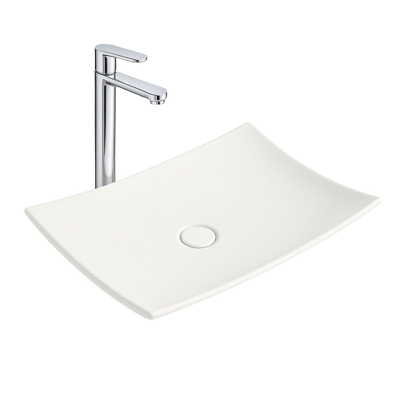 Aloni Fira Waskom Opbouw Zonder Overloop Zonder Kraangat Keramiek 60x12x40cm - Luxurysanitair