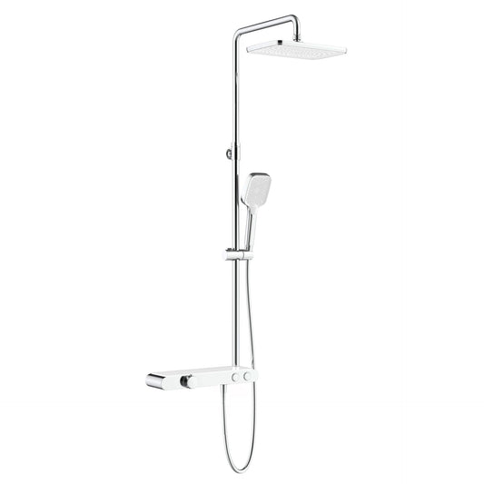 Aloni Thermostatische Douchekraan Met Planchet Chroom Wit - Luxurysanitair