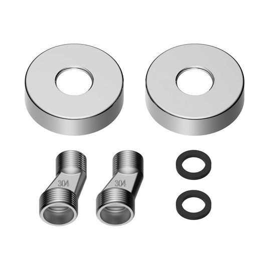 Aloni Rozet, S-Koppeling 3/4"m x 1/2"m en Dichting 2 Stuks- Chroom - Luxurysanitair
