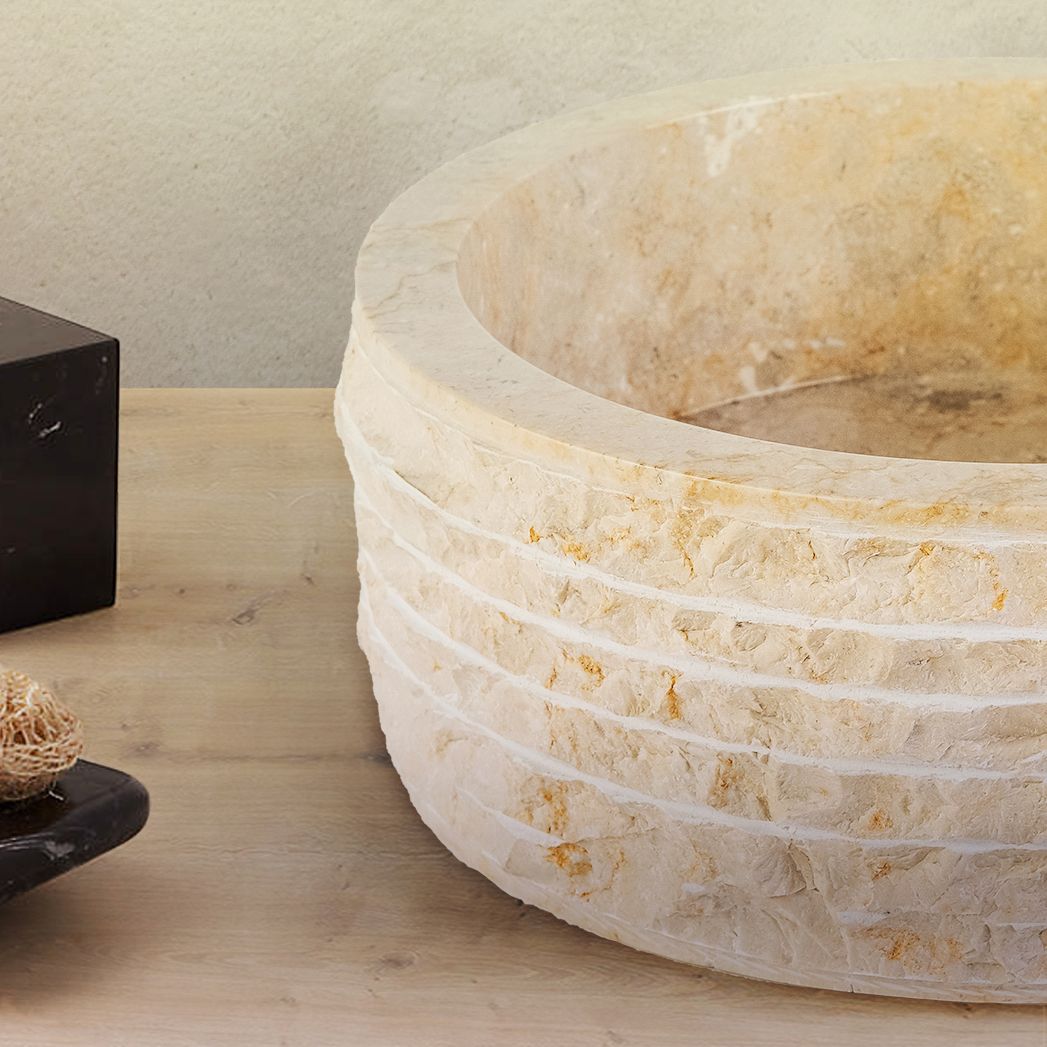 Marmeren Alur Waskom Met Gepolijste Binnenzijde 40x15cm - Luxurysanitair