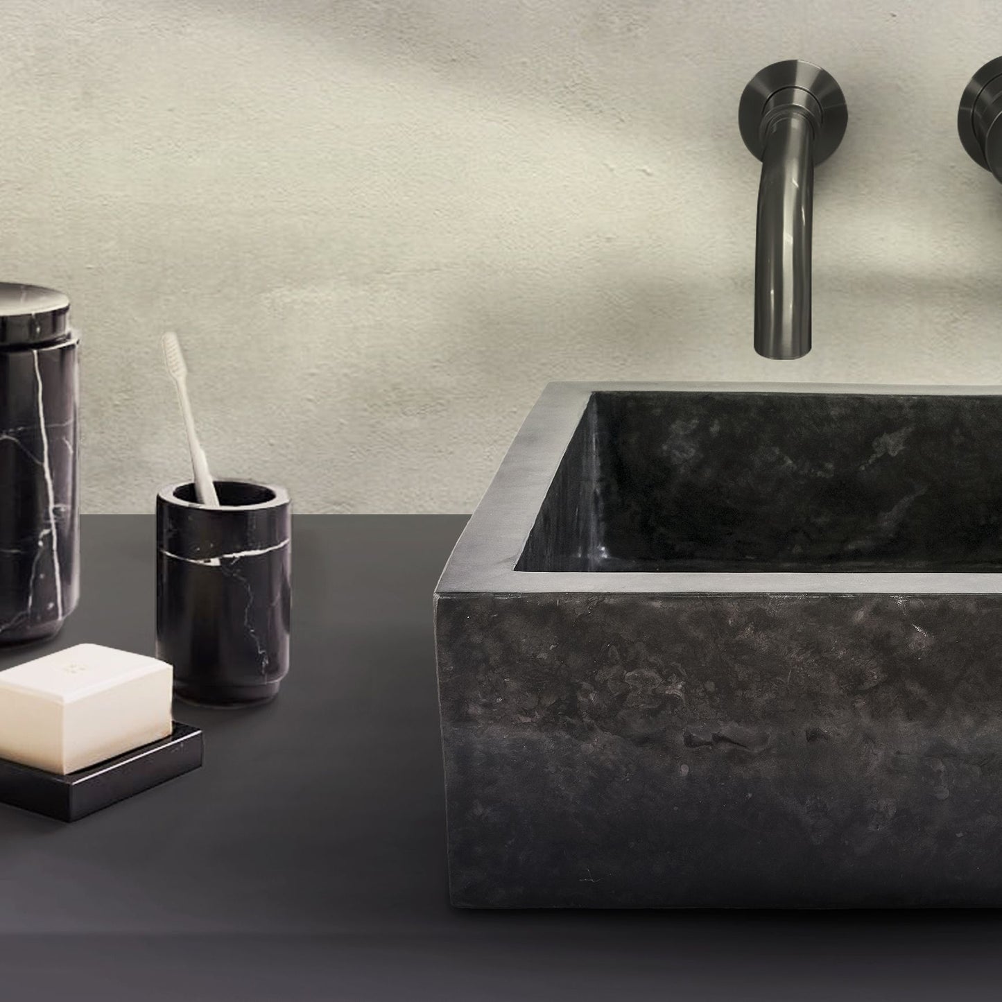 Vierkanten Opbouw Waskom Volledig Gepolijst 40x40x15cm - Luxurysanitair