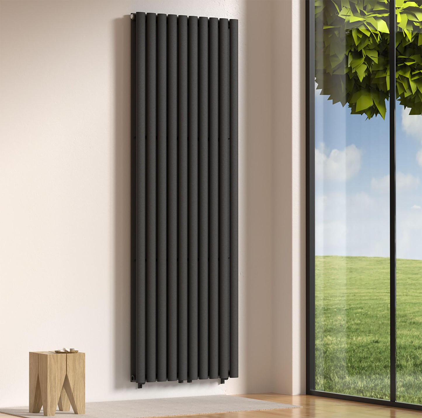 Verti Ovaal Radiator 1800x600 Dubbel 2x10 Elementen 2050W Wit - Luxurysanitair