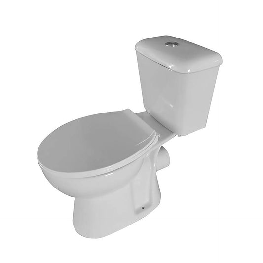 Aloni Pro Duoblok Staand Toilet - S-Trap Met Reservoir Muuruitlaat Met Zitting Softclose 38x72x67cm - Glanzend Wit - Luxurysanitair