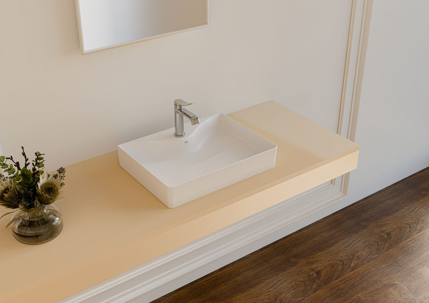 Creavit Ruby Wastafel keramiek Zonder Overloop 60x11x45,5cm - Glanzend Wit - Luxurysanitair