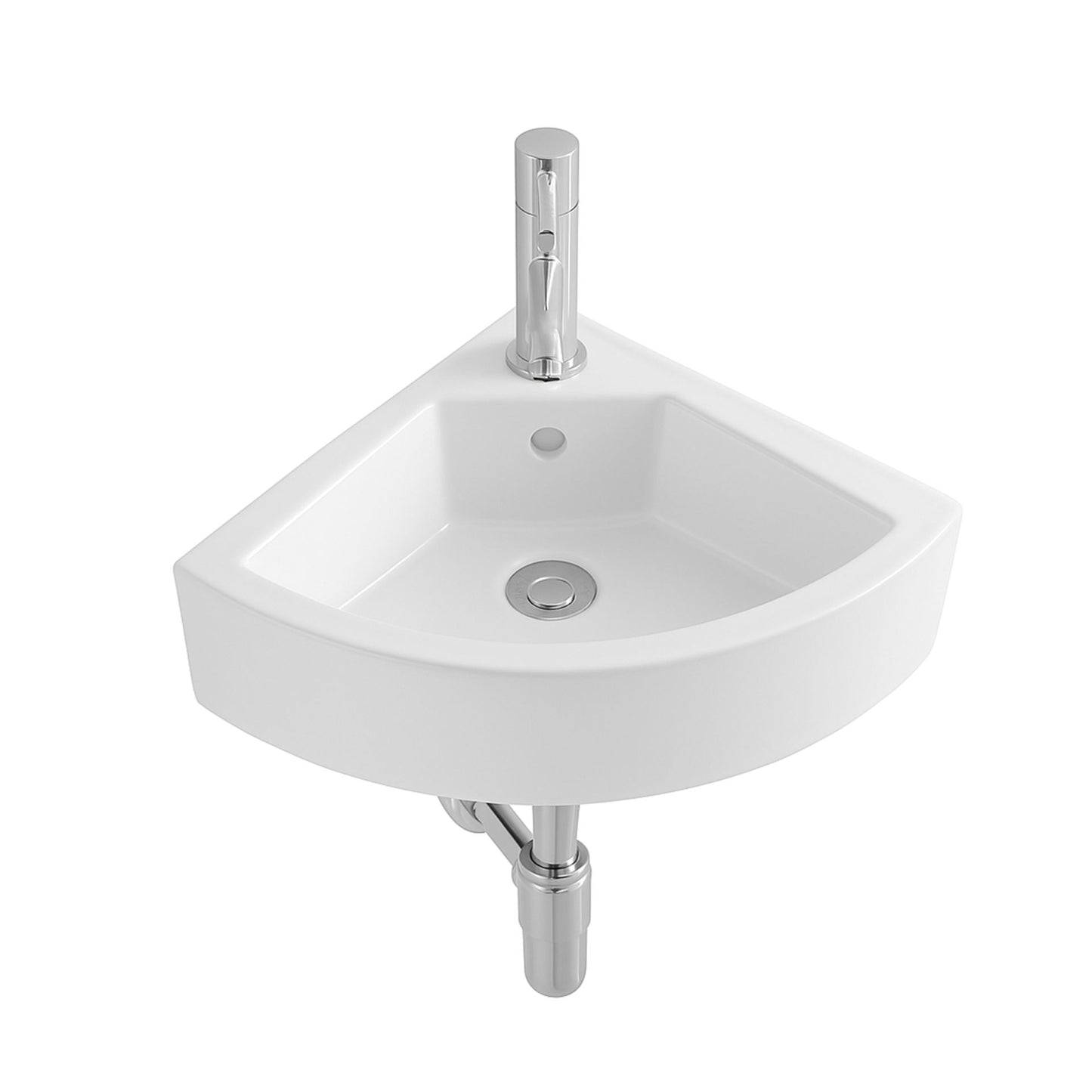 Aloni Zareo Hoekfontein Met Overloop Met Kraangat Keramiek 32,5x32,5x13cm - Glanzend Wit - Luxurysanitair