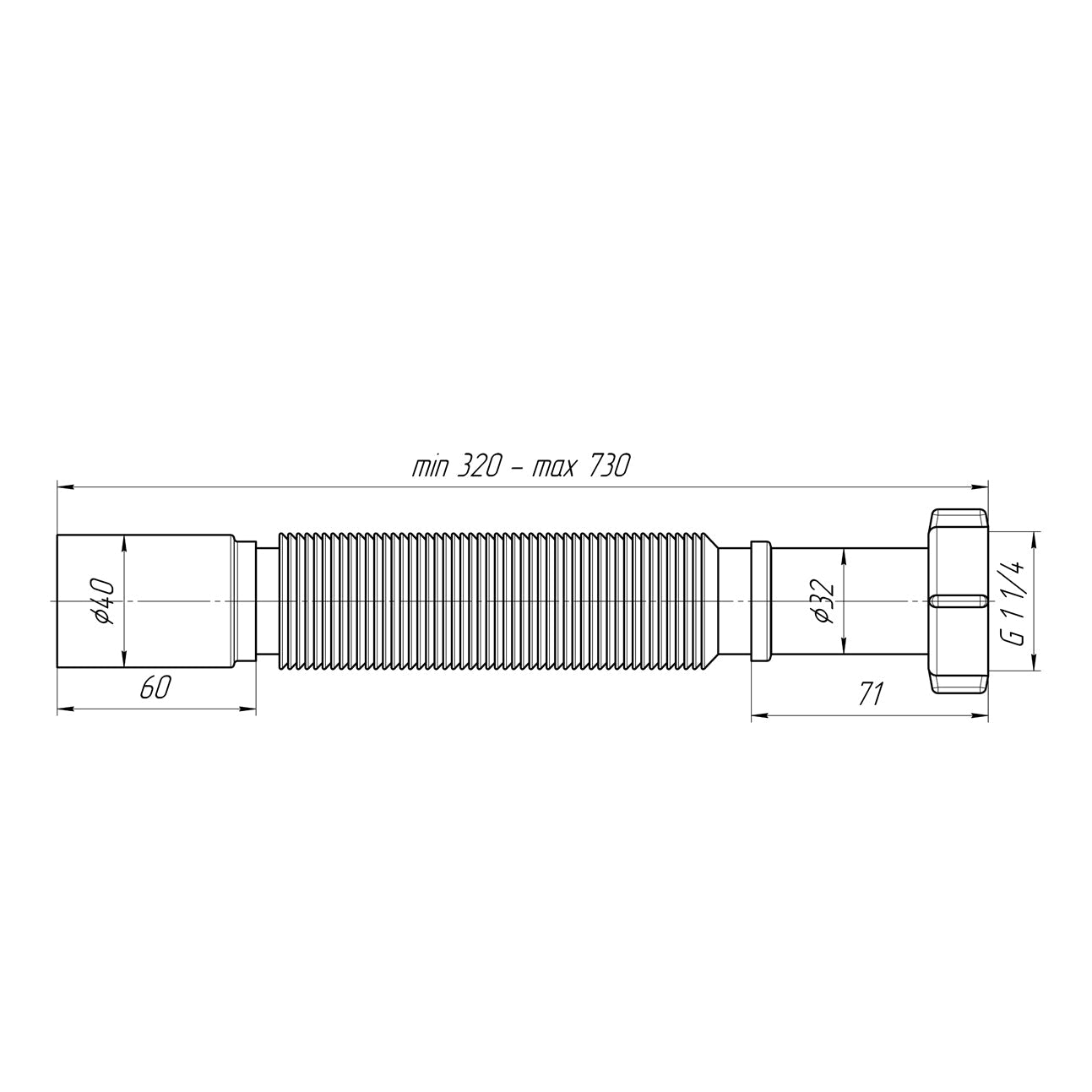ALONI FLEXIBEL AFVOERSLANG 6/4’’- Ø40CM