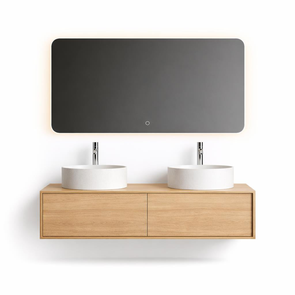 Badkamer Meubelset 120 x 50 x 30 incl. twee lavabo's 39,5 x 39,5 x 12 (FLOATING II)