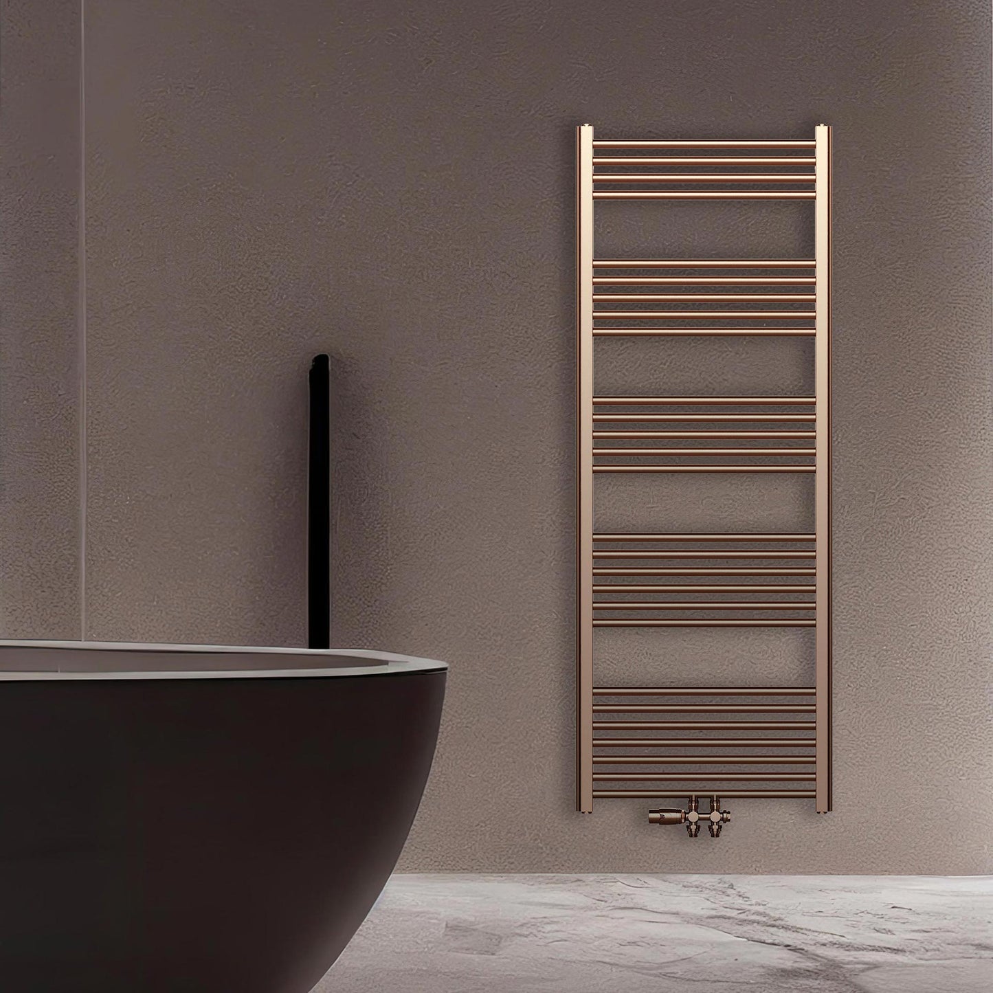 Belrad Handdoekdroger Links/Rechts Middenaansluiting 557 Watt - 1600x600mm - Geborsteld Koper - Luxurysanitair