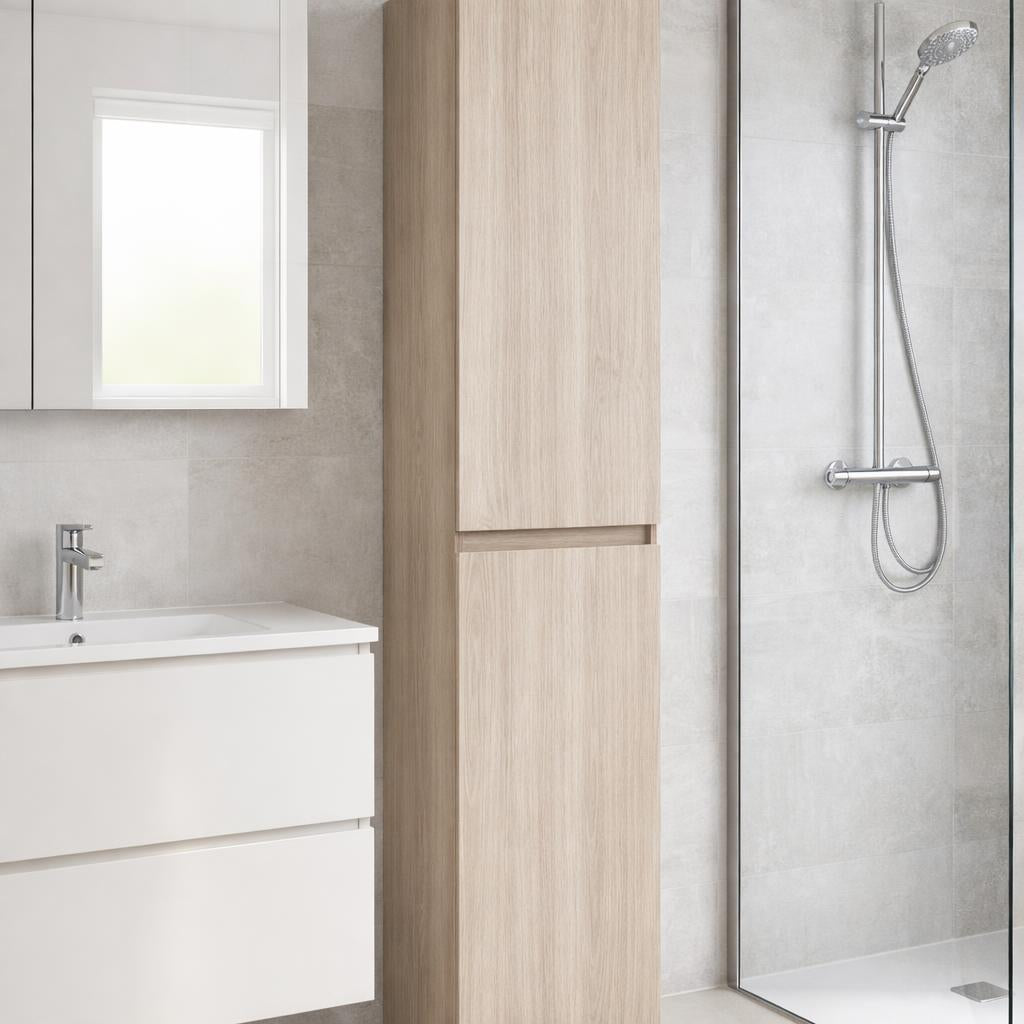 Kolomkast Eikgrijs 135 x 35 x 35 (h x b x d) met 4 compartimenten