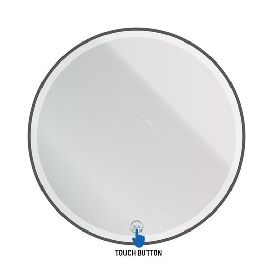 Aloni Omega LED Spiegel Rond met Lijst 80cm - Mat Zwart - Luxurysanitair