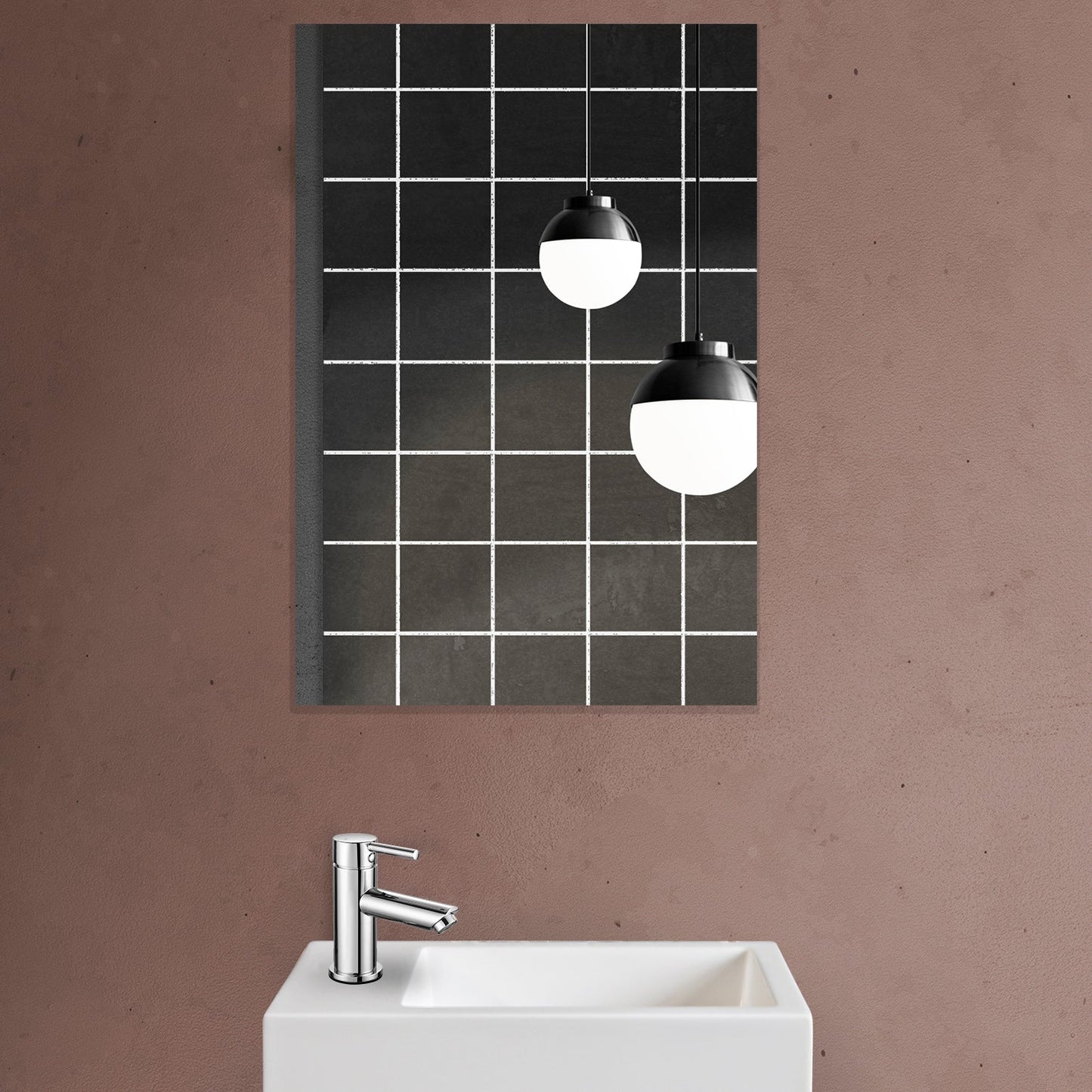ALONI MKADO TOILETSPIEGEL - MET LIJST - 40X60X1,9 CM - WIT MARMER