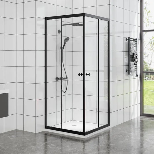 Douchecabine 90 x 90 x 190 cm - Zwart - Douchewand met Schuifdeur - Luxurysanitair