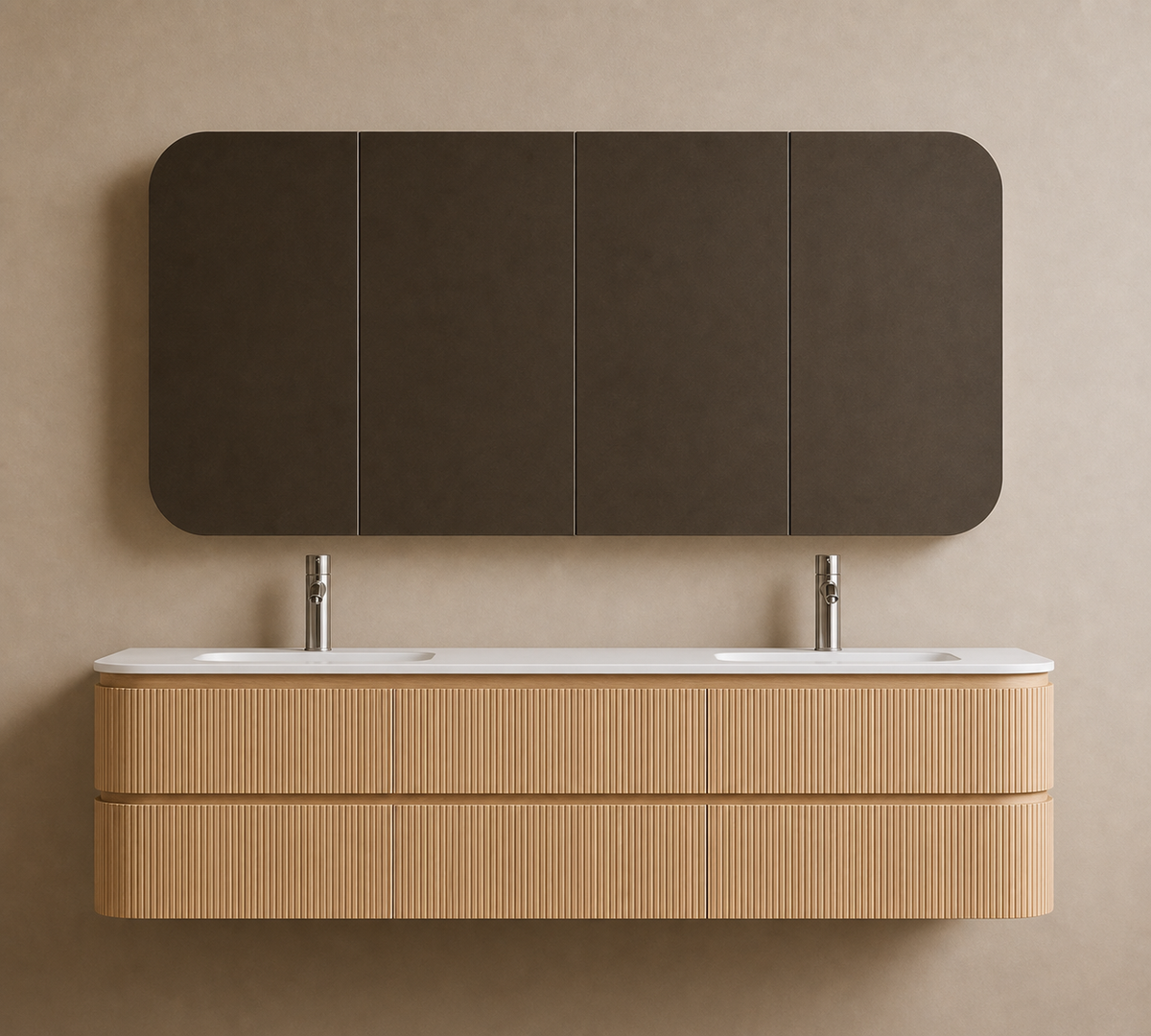 Badkamer Meubel set 160 x 49 x 56,5 incl. lavabo 160 x 50 (TWINCURVA III)