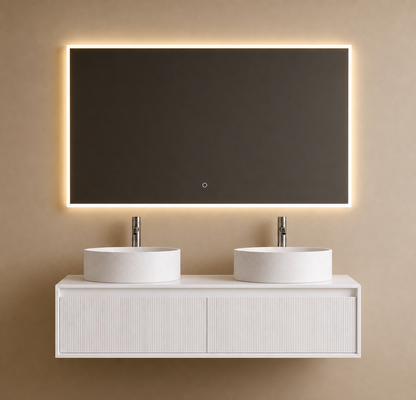 Badkamer Meubelset 120 x 50 x 30 incl. twee lavabo's 39,5 x 39,5 x 12 (FLOATING)