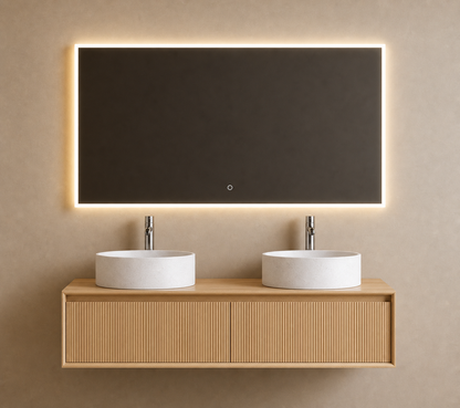 Badkamer Meubelset 120 x 50 x 30 incl. twee lavabo's 39,5 x 39,5 x 12