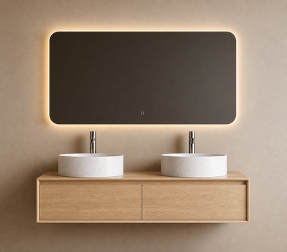 Badkamer Meubelset 120 x 50 x 30 incl. twee lavabo's 39,5 x 39,5 x 12 (FLOATING II)