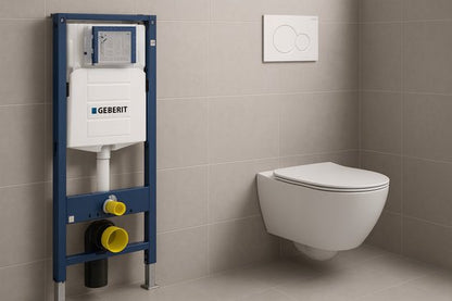 Geberit UP320 Toiletset Inbouwreservoir + Rimless Hangtoilet - Luxurysanitair