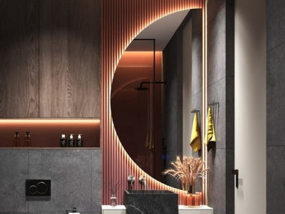LED Badkamerspiegel Halfrond Rechts 50x100 cm - Luxurysanitair
