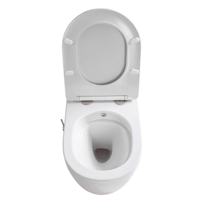 ALONI PRO HANGTOILET MET BIDET - TORNADO FLUSH - RANDLOOS - MET BIDETKRAAN KOUD EN WARM WATER - MET ZITTING - 52,5CM - GLANZEND WIT