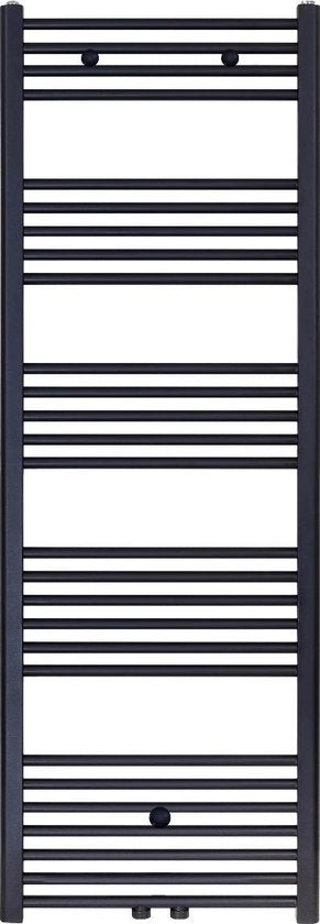 Handdoekradiator Middenonderaansluiting 1400x600mm 754 Watt Geborsteld Mat Zwart - Luxurysanitair