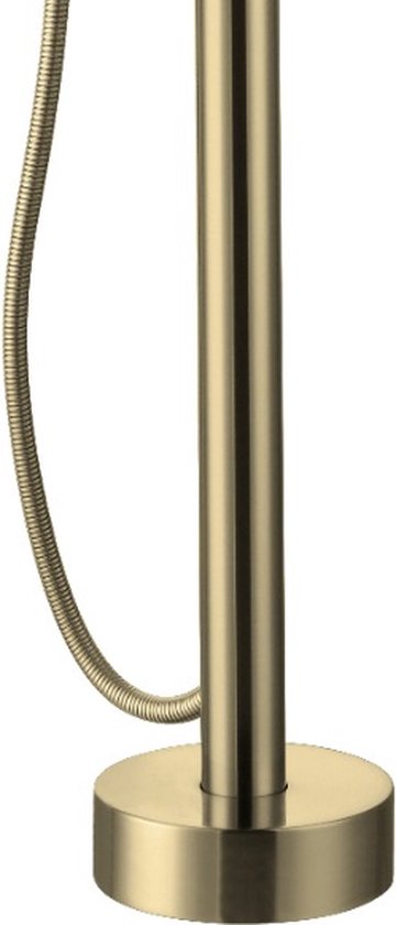 Vrijstaande Badkraan met Handdouche Vrijstaand Bad Mengkraan Geborsteld Messing Goud 114 cm - Luxurysanitair