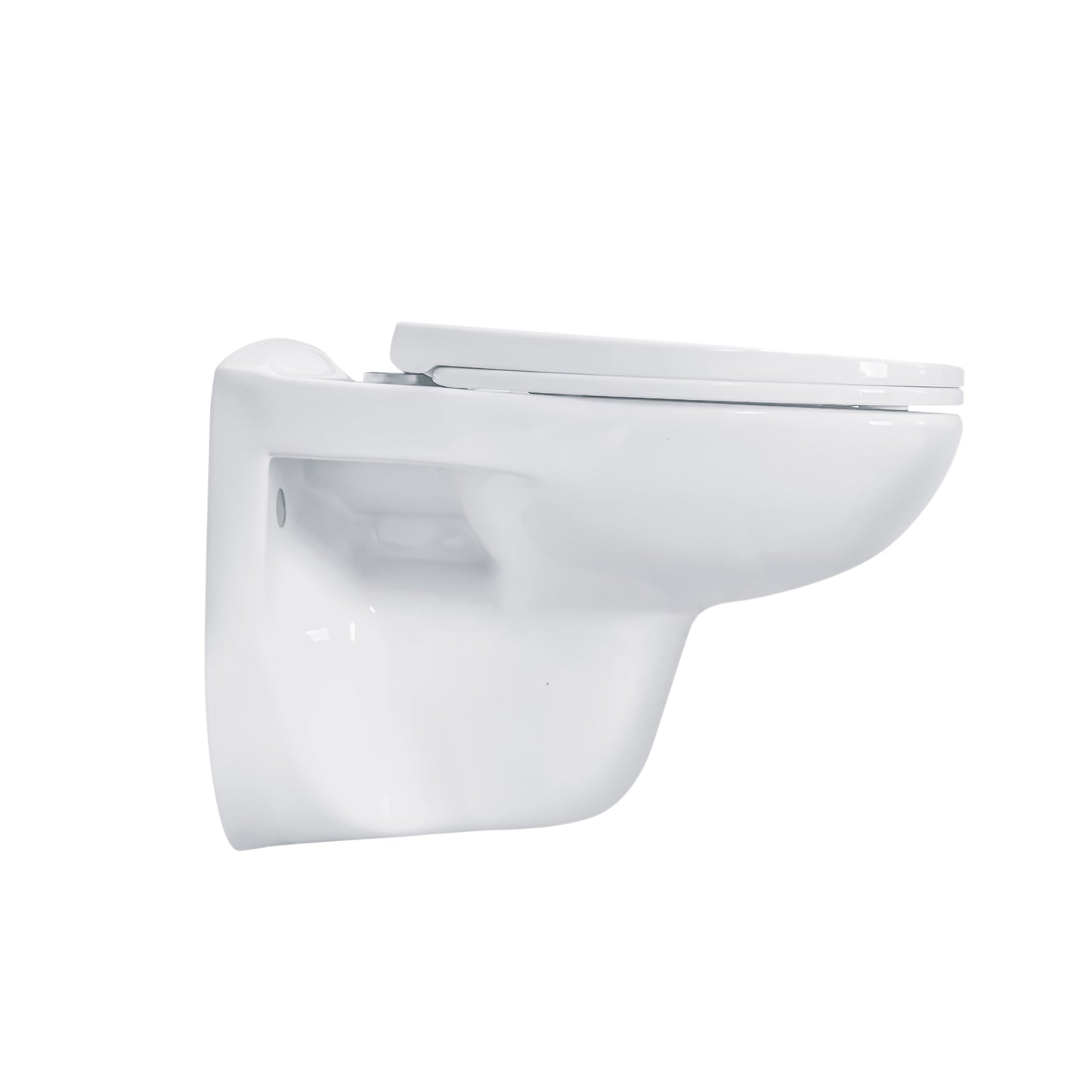 ALONI PRO HANGTOILET - RANDLOOS - MET ZITTING - THERMOPLAST (PP) - SOFT CLOSE - QUICK RELEASE - 35,5X41X54,5 CM - GLANZEND WIT