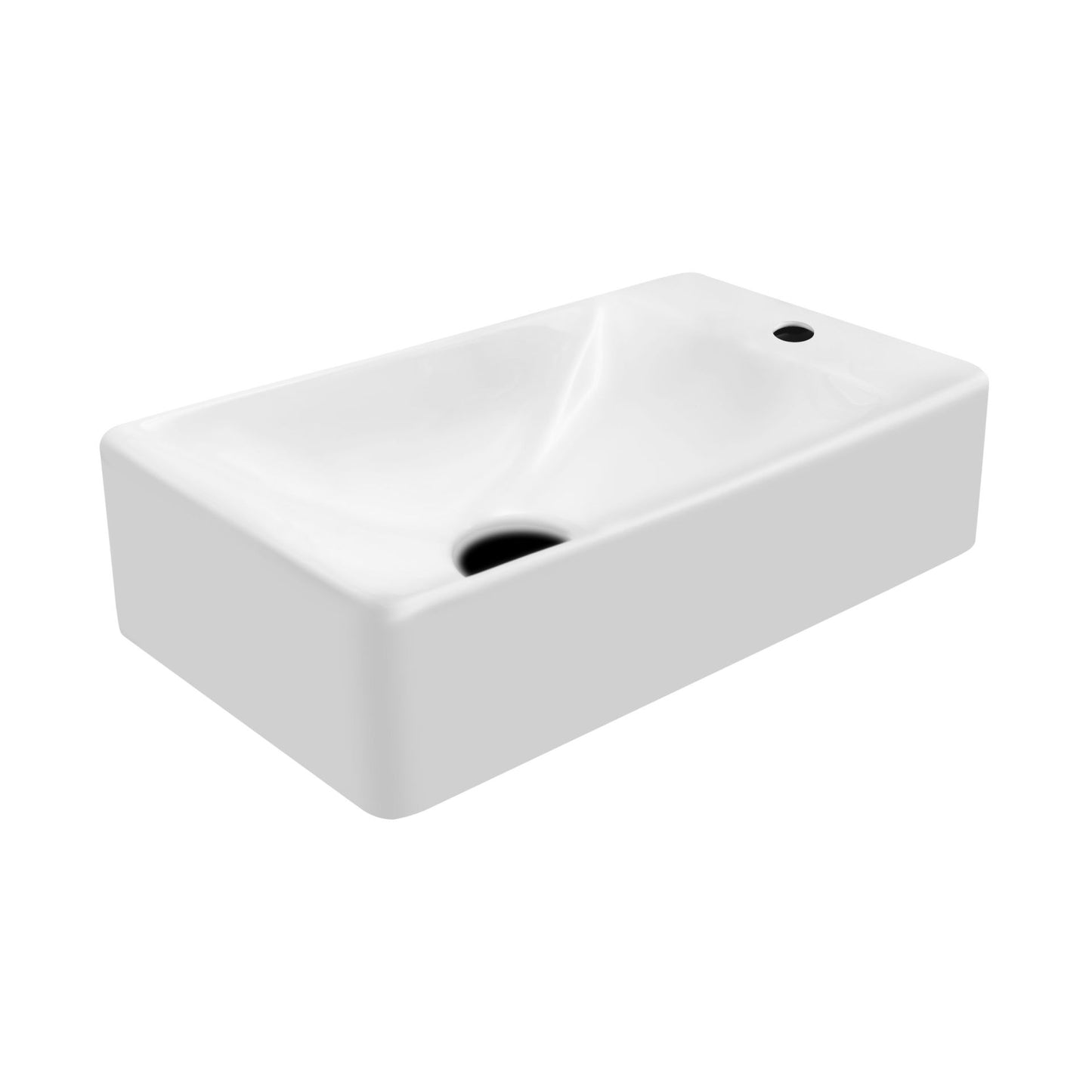 Aloni Fontein Zonder Overloop Kraangat Rechts Keramiek 37,5x10,5x22cm - Luxurysanitair
