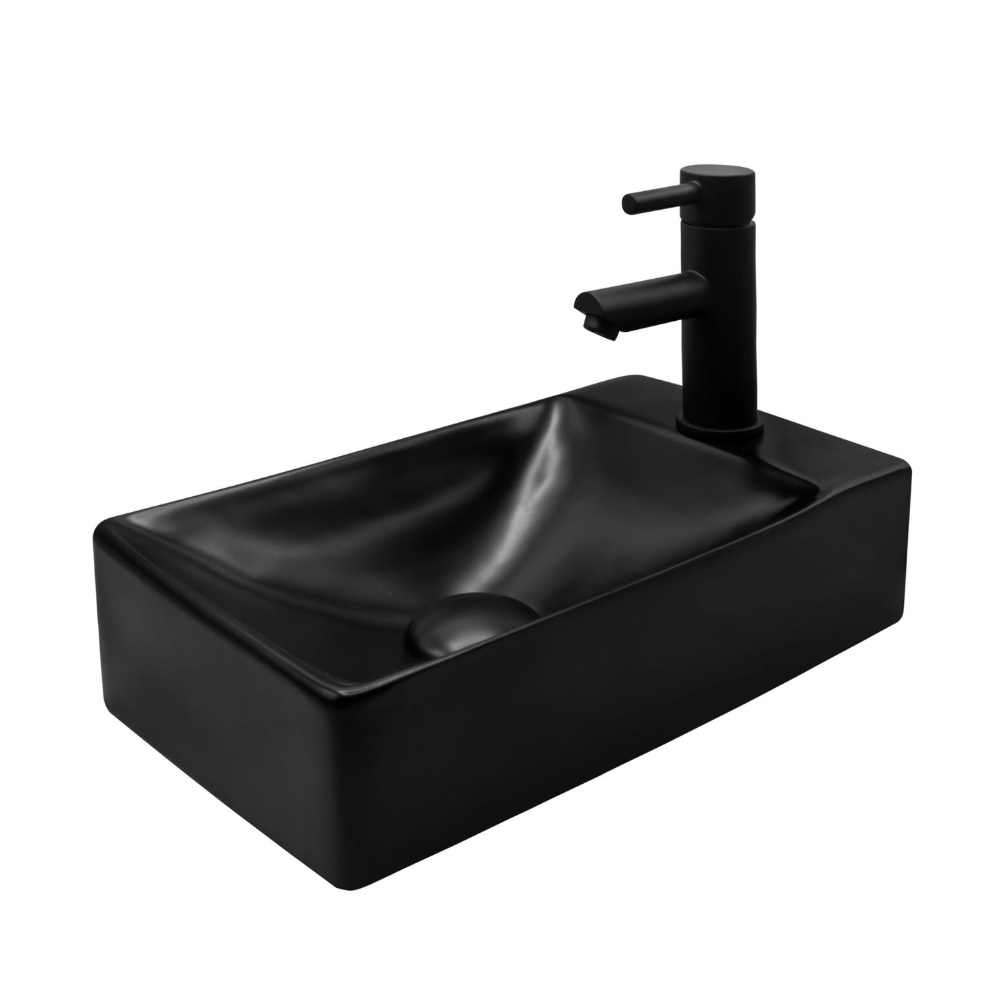 Aloni Fontein Zonder Overloop Kraangat Rechts Keramiek 37,5x10,5x22cm - Luxurysanitair