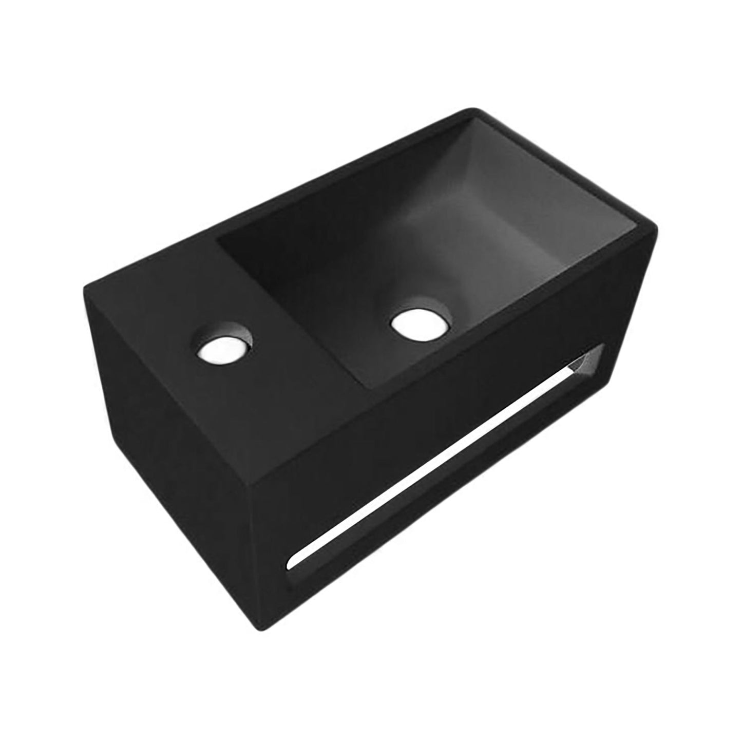 Solid Surface Wastafel Met Handdoukhouder en Kraangat Links 35,8x20,5x15,7cm L - Luxurysanitair