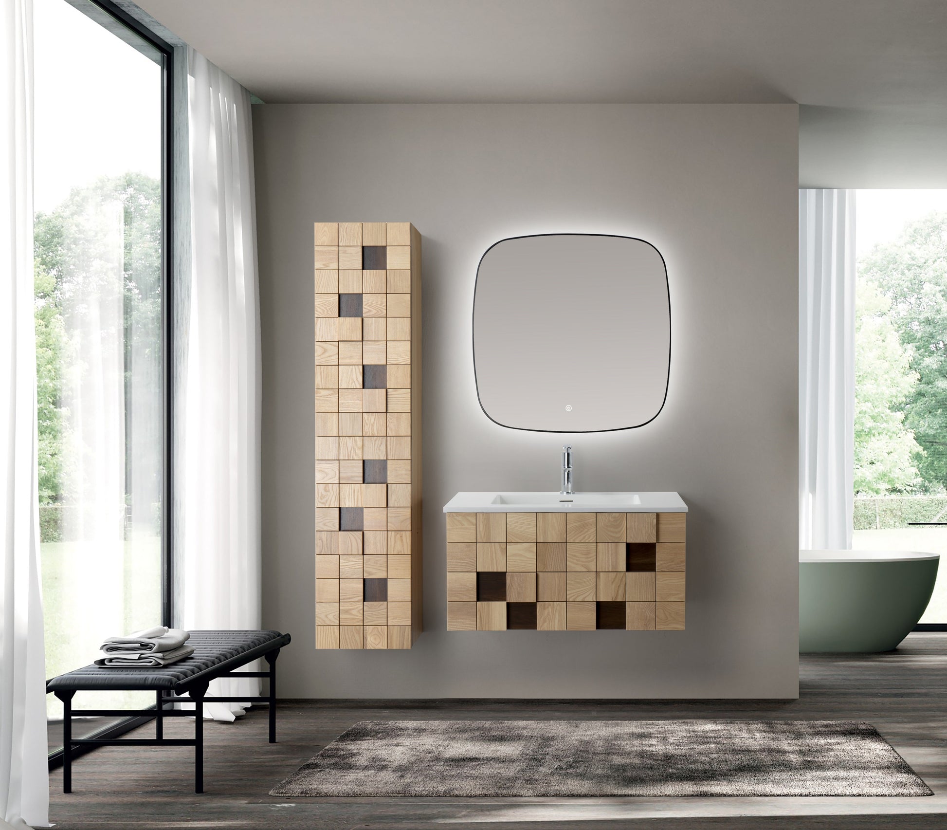MIMOZA WASTAFELONDERKAST - 1 LADE - GREEPLOOS - SOFT CLOSE – 79X40X52 CM - LICHT EIKEN