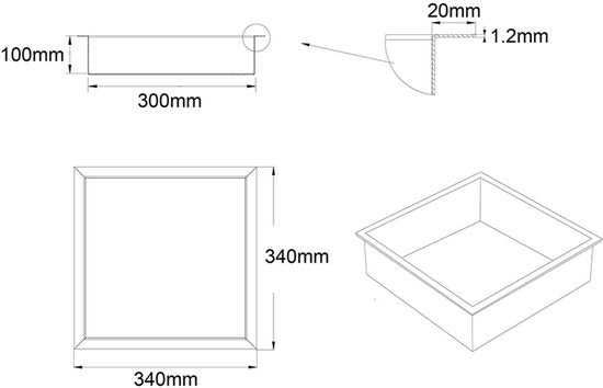 Badkamer Nishoek Roestvrij Staal 30x30x7 cm