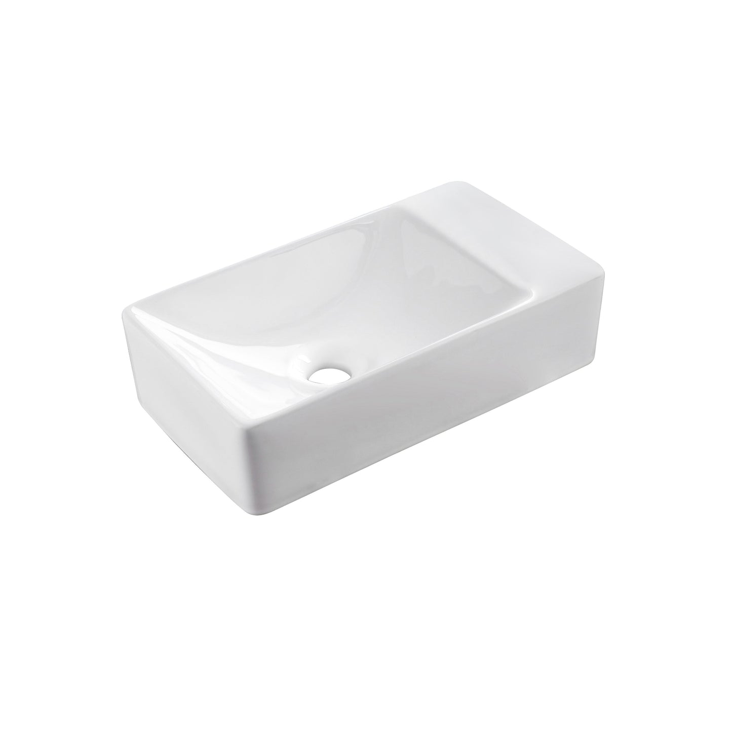 ALONI SENSI FONTEIN - RECHTS - ZONDER OVERLOOP - ZONDER KRAANGAT - KERAMIEK - 38X10X22CM - GLANZEND WIT