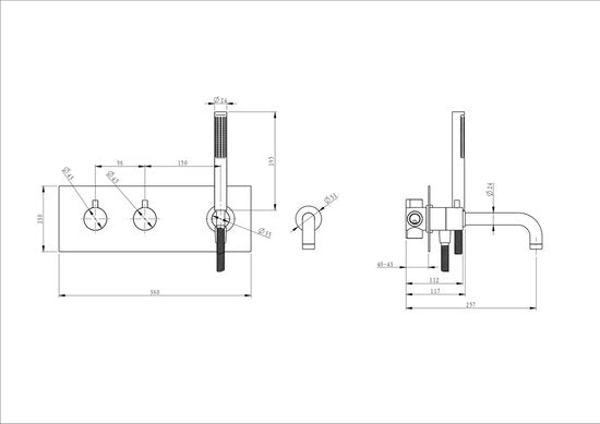 Moderne Inbouw Badkraan met Handdouche  Compleet Inbouwsysteem - Luxurysanitair